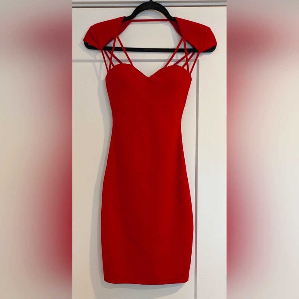 Guess Red Strappy Bodycon Dress